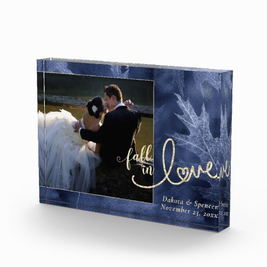 Herfst in liefde in het najaar | Navy Blue Gold We Fotoblokken (Rechts)