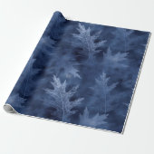Herfst in liefde in het najaar | Navy Blue Leaf Pa Cadeaupapier (Uitgerold)