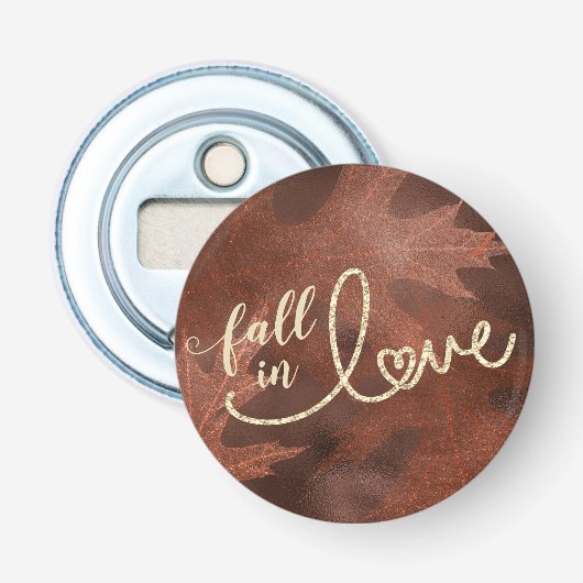 Herfst in liefde in het najaar | Rustic Boho Chic Button Flesopener (Voorkant)