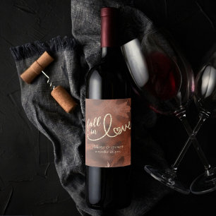 Herfst in liefde in het najaar   Verbrandd Oranje  Wijn Etiket