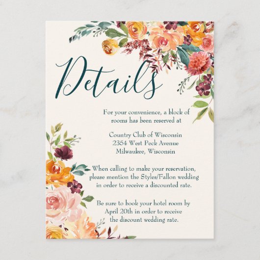 Herfst in Liefde Informatiekaartje (Voorkant)