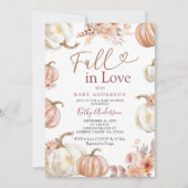 Herfst in Liefde Ivoor Beige Pompoen Baby shower Kaart (Voorkant)