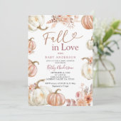 Herfst in Liefde Ivoor Beige Pompoen Baby shower Kaart (Staand voorkant)