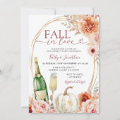 Herfst in Liefde Ivoor Bloemen Pompoen Verloving Kaart (Voorkant)