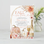 Herfst in liefde Ivoor Floral Pumpkin Engagement P Kaart (Staand voorkant)