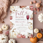 Herfst in Liefde Ivoor Pompoen Bloemen Verlovingsf Kaart<br><div class="desc">EDITABLE Herfst In Love Ivory Pumpkin Floral Engagement Party Invitation Elegant Wine Marsala Pumpkin Floral Vrijgezellenfeest Invite</div>