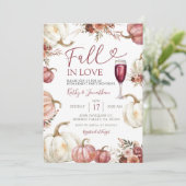Herfst in Liefde Ivoor Pompoen Bloemen Verlovingsf Kaart (Staand voorkant)