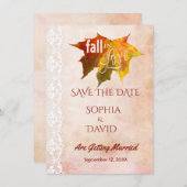 Herfst in Liefde Kant Oud Papier Bruiloft SAVE THE Save The Date (Voorkant / Achterkant)
