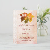 Herfst in Liefde Kant Oud Papier Bruiloft SAVE THE Save The Date (Staand voorkant)