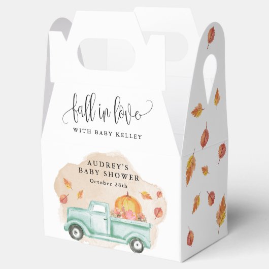 Herfst in Liefde Kleine Pompoen Boerderij Truck Ba Bedankdoosjes (Geopend)