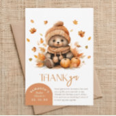 Herfst in liefde kleine teddybeer herfstbladeren bedankkaart