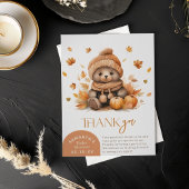 Herfst in liefde kleine teddybeer herfstbladeren bedankkaart