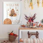 Herfst in liefde kleine teddybeer Oranje pompoen Wandkleed