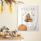 Herfst in liefde kleine teddybeer Oranje pompoen Wandkleed