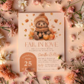 Herfst in liefde kleine teddybeer pompoen Baby sho Kaart