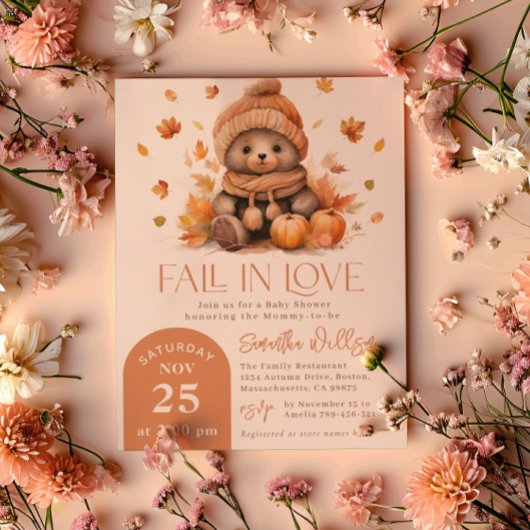 Herfst in liefde kleine teddybeer pompoen Baby sho Kaart