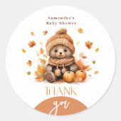 Herfst in liefde kleine teddybeer pompoen ronde sticker (Voorkant)