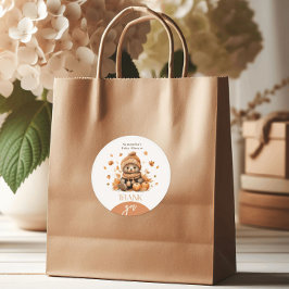 Herfst in liefde kleine teddybeer pompoen ronde sticker