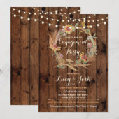 Herfst in Liefde Krans Engagement Party Wood Uitno Kaart (Voorkant / Achterkant)