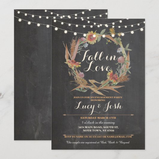 Herfst in Liefde Krans Herfst Verloving Bloemen Ui Kaart (Voorkant / Achterkant)