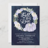 Herfst in Liefde Lavendel Pompoen Navy Vrijgezelle Kaart (Voorkant)