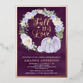 Herfst in Liefde Lavendel Pumpkin Plum Vrijgezelle Folie Uitnodiging (Voorkant)