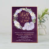 Herfst in Liefde Lavendel Pumpkin Plum Vrijgezelle Folie Uitnodiging (Staand Voorkant)