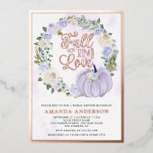 Herfst in Liefde Lavendel Rozen Pompoen Vrijgezell Folie Uitnodiging (Voorkant)