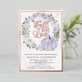 Herfst in Liefde Lavendel Rozen Pompoen Vrijgezell Folie Uitnodiging (Staand Voorkant)