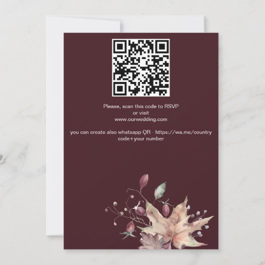 Herfst in liefde loof pompoen bruiloft kaart (Achterkant)