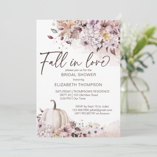 Herfst in liefde loof pompoen vrijgezellenfeest ui kaart (Staand voorkant)