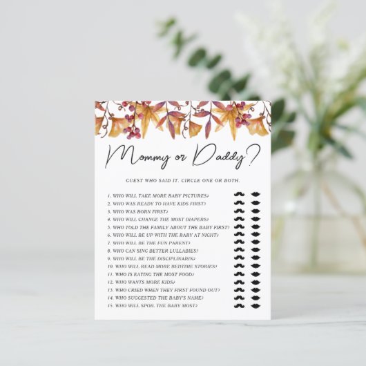 Herfst in liefde mama of papa Baby shower spel (Staand voorkant)