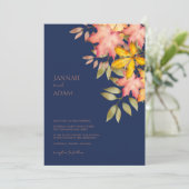 Herfst in liefde marineblauw Herfst herfstbladeren Kaart (Staand voorkant)