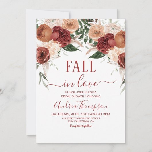 Herfst in Liefde Marsala Bloemen Herfst vrijgezell Kaart (Voorkant)