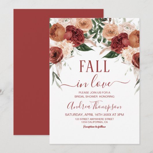 Herfst in Liefde Marsala Bloemen Herfst vrijgezell Kaart (Voorkant / Achterkant)