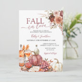 Herfst in Liefde Marsala Bloemenpompoen Verloving Kaart (Staand voorkant)