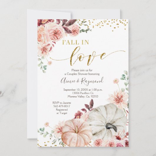 Herfst in Liefde Marsala Pompoen Uitnodiging (Voorkant)