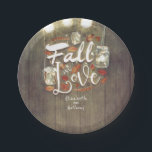 Herfst in liefde Mason Jar Lights Rustieke bruilof Papieren Bordje<br><div class="desc">Rustieke herfst papier borden</div>