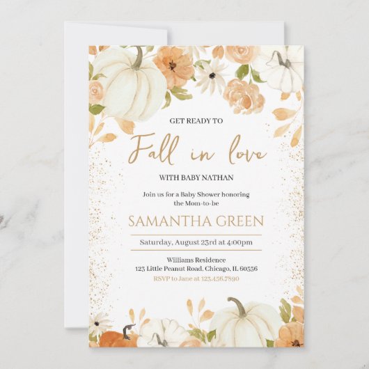 Herfst in Liefde met Baby Baby shower Kaart (Voorkant)