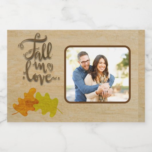 Herfst In Liefde Met Foto Herfst Thema Sparkling Wijnetiket (Enkel label)