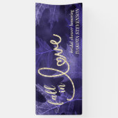 Herfst in liefde met herfst | Paarse en gouden dou Spandoek (Verticaal)