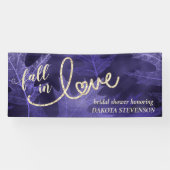 Herfst in liefde met herfst | Paarse en gouden dou Spandoek (Horizontaal)