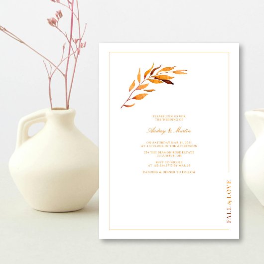 Herfst in liefde met herfstmoderne minimalistische kaart