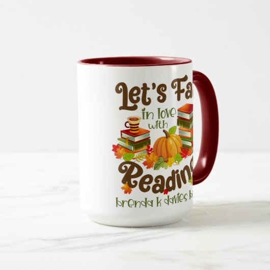 Herfst in liefde met lezen Brenda K Davies boeken Mok (Voorkant rechts)