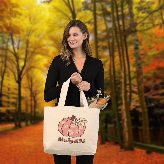 Herfst In Liefde Met Roze Herfst Cadeaus Grote Tote Bag