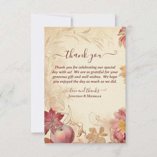 Herfst in liefde mooie herfst  herfst bruiloft bedankkaart (Voorkant)