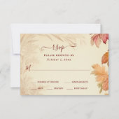 Herfst in liefde mooie herfstbladeren herfstbruilo RSVP kaartje (Voorkant)