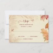 Herfst in liefde mooie herfstbladeren herfstbruilo RSVP kaartje (Voorkant)