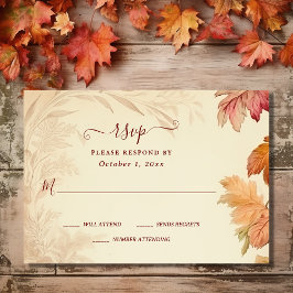 Herfst in liefde mooie herfstbladeren herfstbruilo RSVP kaartje
