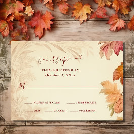 Herfst in liefde mooie herfstbladeren herfstbruilo RSVP kaartje